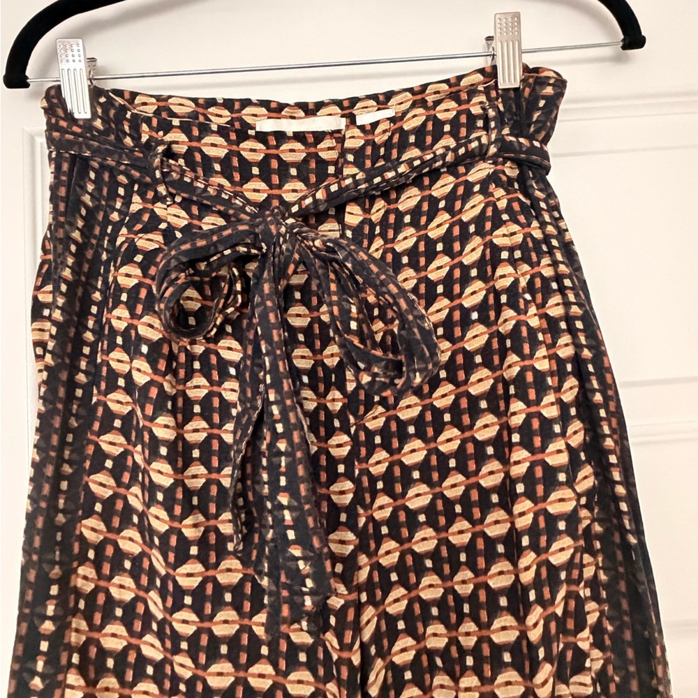 Patterned Black and Tan bohemian inspired anthro pants